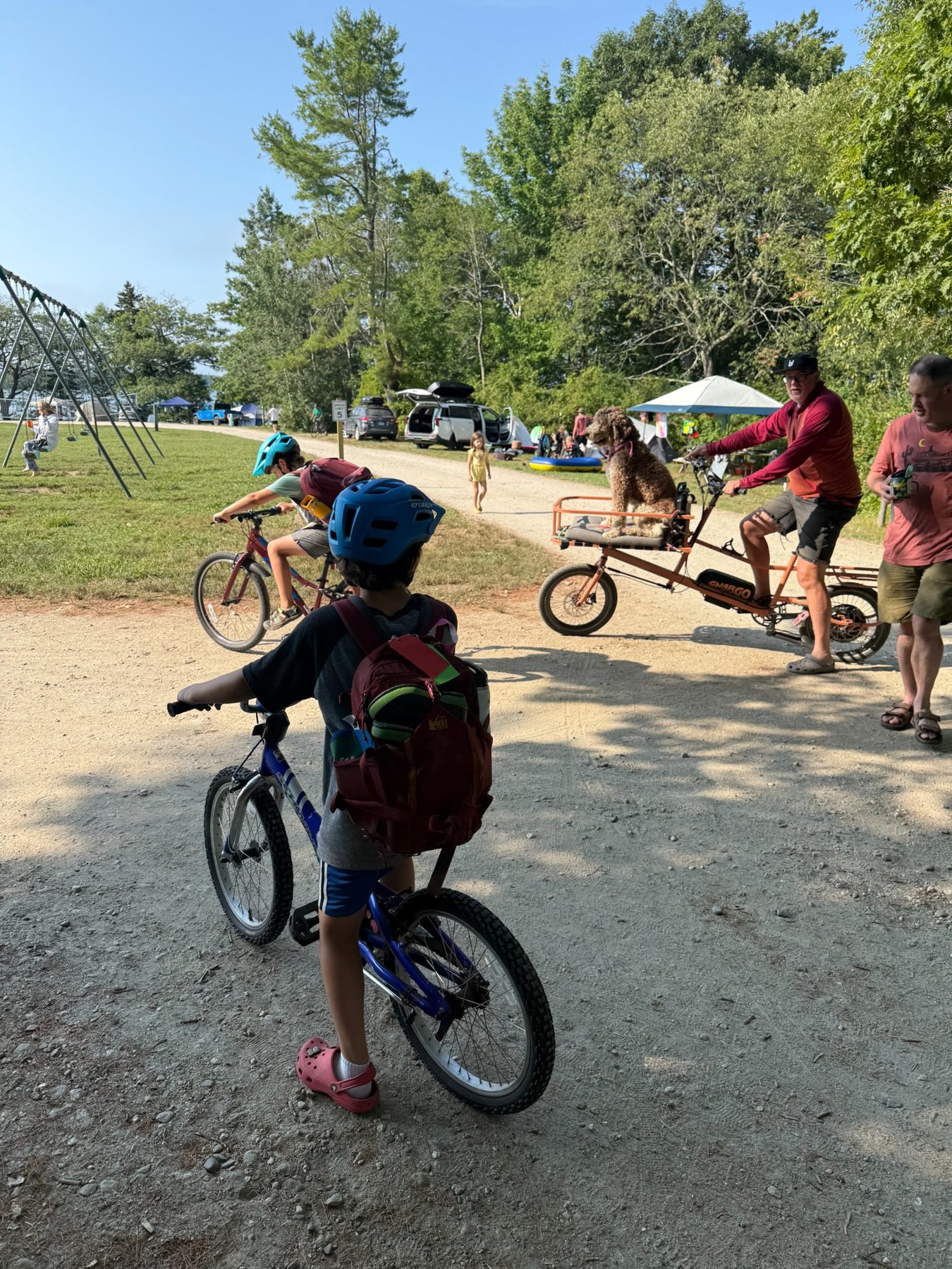 Cyclists gathering for a supported cycling event